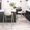Faux Leather Barstool 39" H White With Gold Electroplated Steel Frame and Armrests by Zuo Modern (Set of 2) - 3 of 4