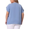 Agnes Orinda Women's Plus Size Elegant Pleated Petal Tulip Short Sleeve Office Work Summer Blouses - 4 of 4