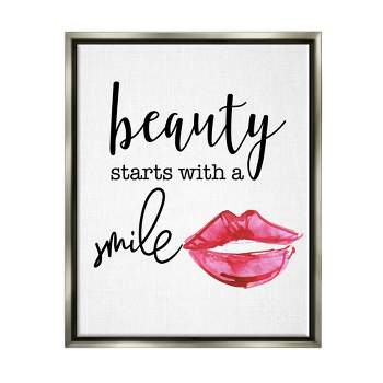 Stupell Industries Beauty Starts With Smiling Framed Floater Canvas Wall Art
