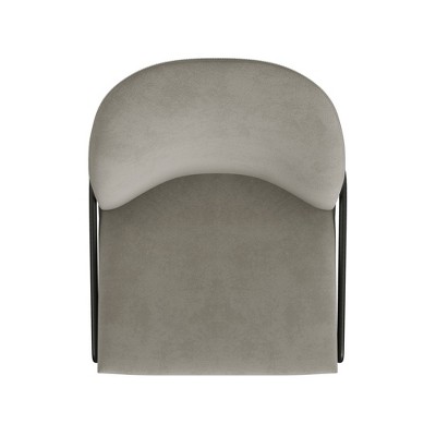 Fawn Velvet Upholstered Dining Chair with Black Metal Legs