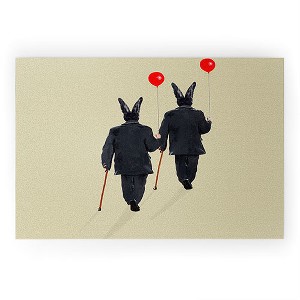Coco de Paris Rabbits walking with balloons 36" x 24" Welcome Mat - Society6 - 1 of 3