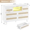 Jojoka 6 Drawer Rattan Dresser with LED Lights USB Charging Station Modern Wooden Chest for Bedroom Living Room Nursery with Multi-functional Storage - 3 of 4