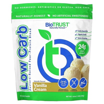 BioTRUST Low Carb, Pasture-Raised Four-Protein Blend, Vanilla Cream, 1.16 lb (529 g)