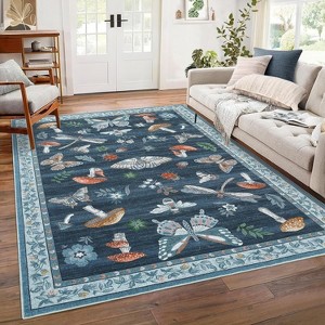 Washable Rug - Non-Slip Soft Farmhouse Carpet Low Pile Thin Floor Cover for Living Room, Bedroom Nursery Dining Room Dorm - 1 of 4