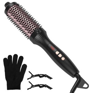 iMounTEK "3-in-1 Thermal Brush Hair Curler, Straightener & Curler with 10 Heat Levels, Fast Heating for All Hair Types"Black - 1 of 4