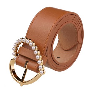 INSPIRE CHIC Women's Solid Color Heart-Shaped Buckle with Beads Belts - 1 of 4