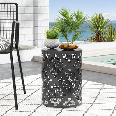 Maggift Patio End Tables Accent Side End Table for Outdoor and Indoor, Garden, Backyard Use, Special Design, Black, 13.75"*13.75"*18"