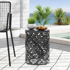 Maggift Patio End Tables Accent Side End Table for Outdoor and Indoor, Garden, Backyard Use, Special Design, Black, 13.75"*13.75"*18" - 1 of 4