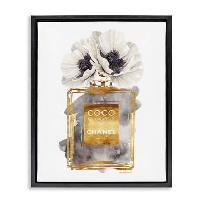 Stupell Industries Poppy Perfume Bouquet Black Framed Floater Canvas Wall Art