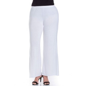 24seven Comfort Apparel Women's Plus Women's Plus Wide-leg Palazzo Pants - 1 of 4