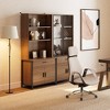 77'' Display Bookshelf with Glass Door and Storage Cabinets,Walnut & Gray,17.4"D x 32.99"Wx 77.17"H - 4 of 4