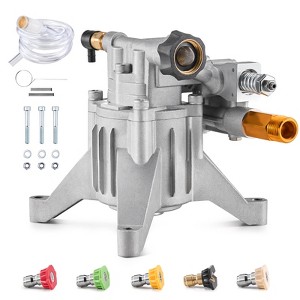 VEVOR Pressure Washer Pump, 7/8" Shaft Vertical, 3300 PSI, 3.0GPM, Replacement Power Washer Pumps Kit with 5 Nozzles,Hardware and Siphon Tube,Silver - 1 of 4