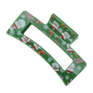 Unique Bargains Christmas Hair Clips Square Santa Claus for Christmas 3.35"x1.77"x1.57" Green 1 Pc - 1 of 4
