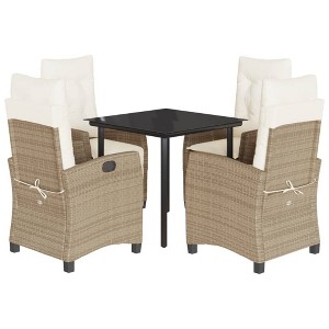 vidaXL Garden Dining Set Beige (Cushions), Black (Table) - 1 of 4