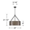 Possini Euro Design Julian 22" Farmhouse Rustic Industrial Pendant Chandelier Ceiling Light Fixture Dining Room Over Table Drum Silver Finish Metal - 4 of 4