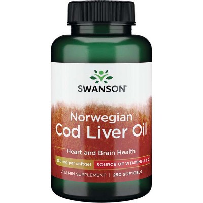 Swanson Omegas and Fish Oil Norwegian Cod Liver Oil 350 mg Softgel