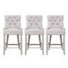 WestinTrends 24" Linen Tufted Buttons Upholstered Wingback Counter Stool (Set of 3) - 3 of 4