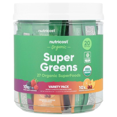 Nutricost Organic Super Greens, Variety Pack, 20 Packets, 0.4 oz (11 g) Each
