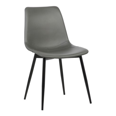 Monte Contemporary Dining Chair Faux Leather with Black Powder Coated Metal Legs Gray Armen Living