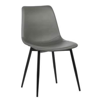 Monte Contemporary Dining Chair Faux Leather with Black Powder Coated Metal Legs - Armen Living