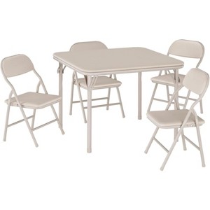 Kids Folding Table and Chairs Set, Portable PU Upholstered Children's Activity Table and Chair Set for Playroom, Nursery, Classroom - 1 of 1