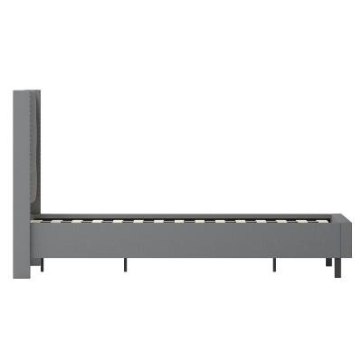 Elegant Dark Gray Queen Upholstered Bed with Nailhead Trim