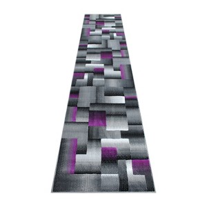 Emma and Oliver Modern Cubist Olefin Accent Runner Rug in Gradient Shades with Natural Jute Backing - 1 of 4