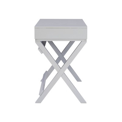 Gray Campaign Style Wood Writing Desk with Drawers