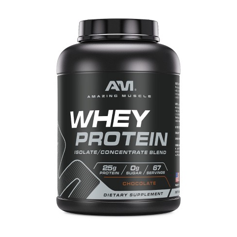 Amazing Muscle Whey Protein Isolate & Concentrate Chocolate Flavor 5lbs ...