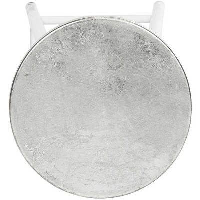 Kenzie 30" White and Silver Iron Bar Stool