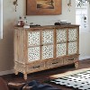 VYNXARIA 59" Chic Natural Wood Accent Cabinet - 4 Doors & 3 Drawers, Stylish Storage Solution - 3 of 4
