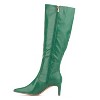 New York & Company Women's Piper- Croc Embossed Kitten Heel Knee-High Boots - 8, GREEN LIZARD - 3 of 4