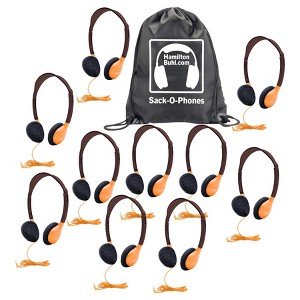 HamiltonBuhl® Sack-O-Phones, 10 Personal Headphones in a Carry Bag, Orange - 1 of 1