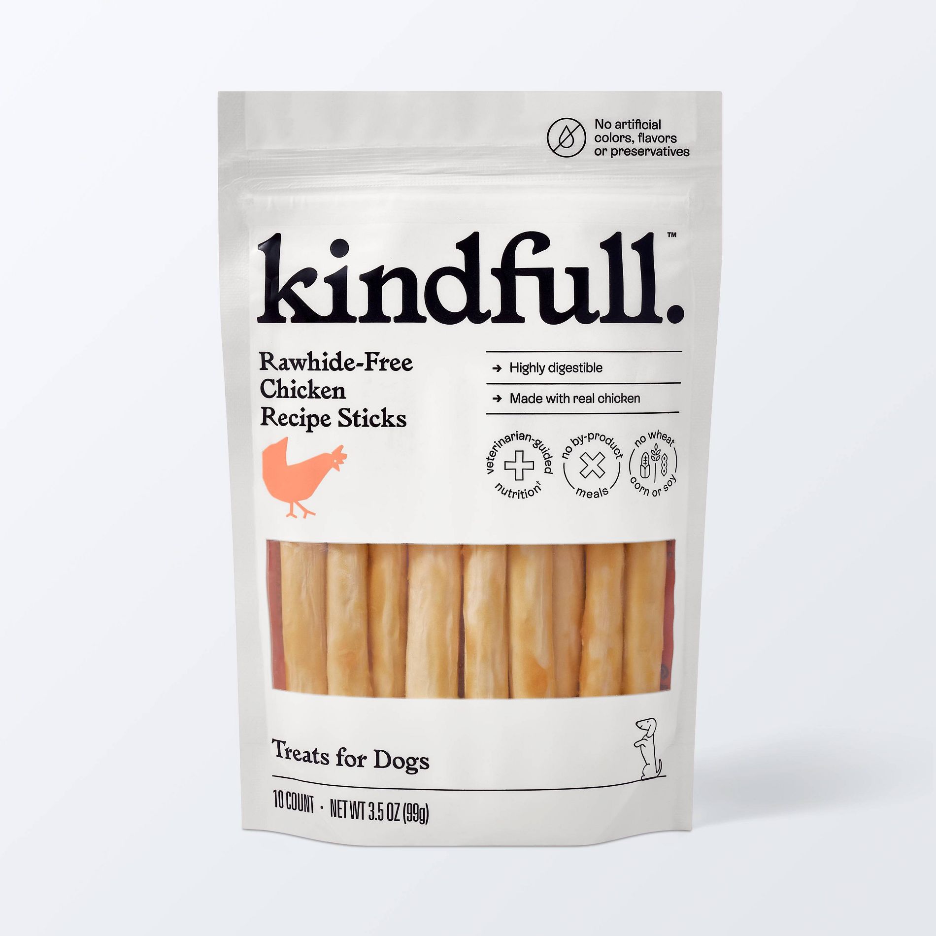 Rawhide-Free Chicken Recipe Stick Dog Treat - 3.5oz/10ct - Kindfull™