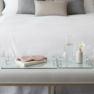 House Decor Trays for Bed or Coffee Table - Modern Rectangular Glass Trays Perfect for Centerpiece Decorations - Set of 2 - 16", 12" - 1 of 4