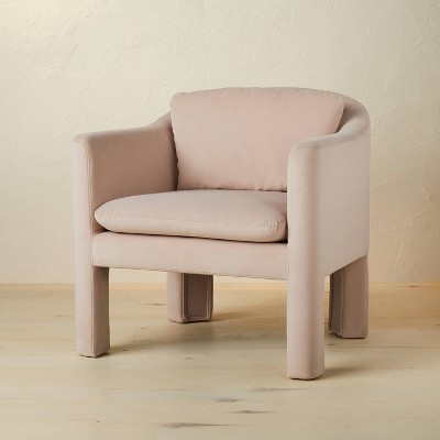 Linaria Fully Upholstered Velvet Accent Chair Blush Opalhouse