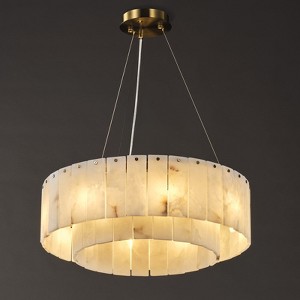 8-Light Alabaster Round Chandeliers D-23in - 1 of 4