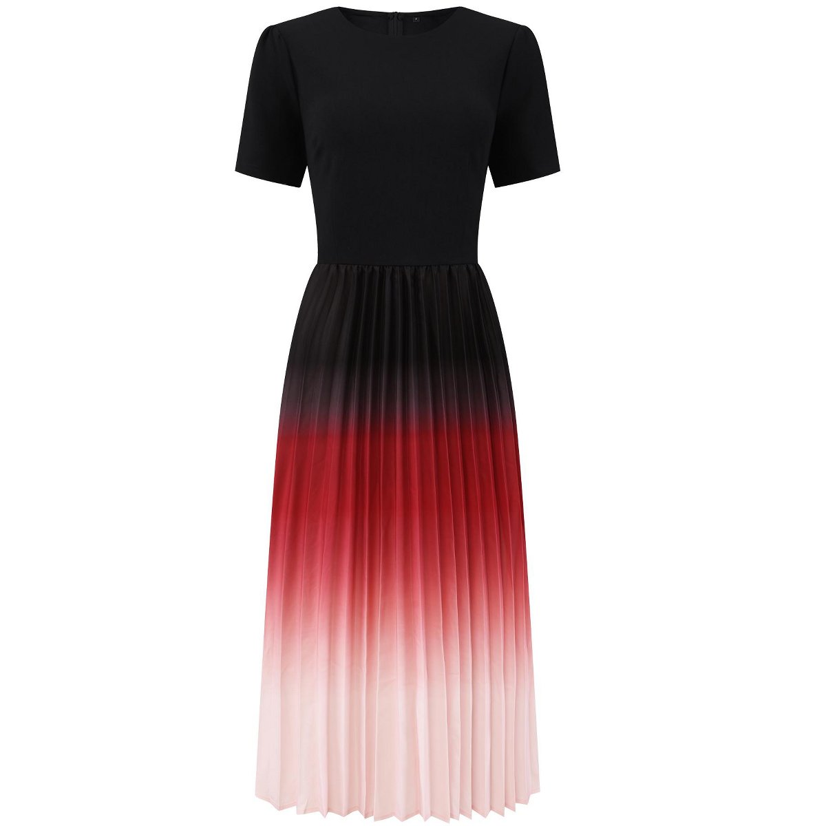 Женские платья INSPIRE CHIC Women's Pleated Short Sleeve Round Neck Dress Large Red — фото 2