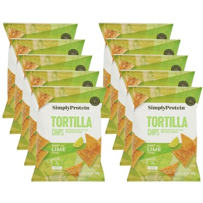Simply Protein Hint of Lime Tortilla Chips - Case of 10/4.58 oz
