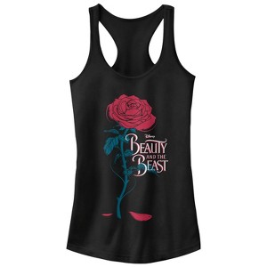 Juniors Womens Beauty and the Beast Rose Petal Logo Racerback Tank Top - 1 of 4