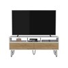 53.9" FSC Certified Manufactured Wood TV Stand with 2 Doors, 3 Shelves, and 5 Hairpin Legs in White and Wood Finish for Living Room - 2 of 4