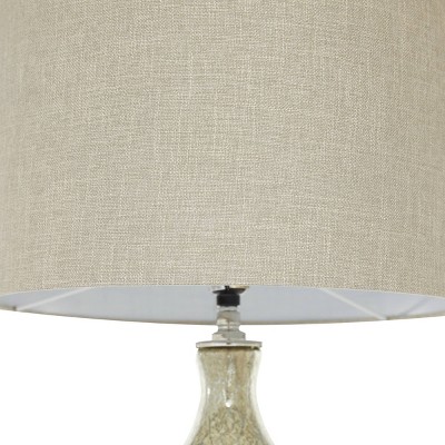 Silver Mercury Glass Table Lamp with Beige Linen Shade