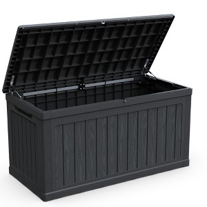 Gulches 230 Gallon Large Outdoor Storage XXL Deck Box, Black Waterproof Resin Lockable for Patio Furniture Cushions Garden Tools Pool Equipment - 1 of 4