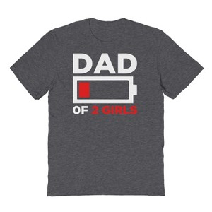 Rerun Island Men's Dad Of Two Girls Short Sleeve Graphic Cotton T-Shirt - Dark Heather M - 1 of 3