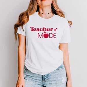 Simply Sage Market Teacher Mode Apple Short Sleeve Tee - M - White - 1 of 4
