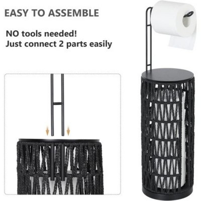 Stand-Alone Toilet Paper Dispenser with 3-Roll Capacity and Rattan Design Accents