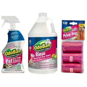OdoBan Pet Solutions Oxy Stain Remover, 32 fl oz Spray, No Rinse Neutral pH Floor Cleaner, 1 Gallon, and Dog Waste Pickup Bags, 120 Count - 1 of 4
