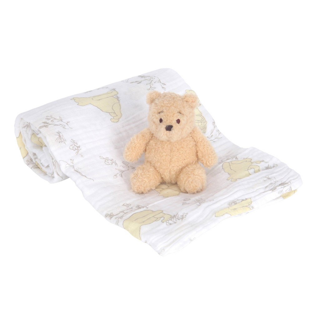 Photos - Children's Bed Linen Lambs & Ivy Winnie The Pooh Swaddle Blanket & Plush Gift Set - 2pk
