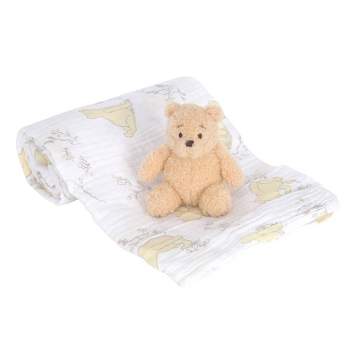 Lambs & Ivy Winnie The Pooh Swaddle Blanket & Plush Gift Set - 2pk