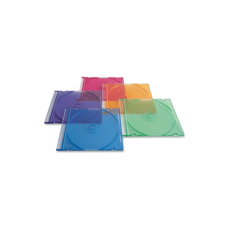 Verbatim CD/DVD Color Slim Jewel Cases, Assorted - 50pk - Jewel Case - Book Fold - Plastic - Blue, Green, Yellow, Purple, Pink - 1 CD/DVD""", 4 of 5